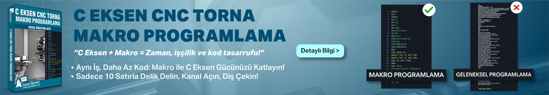 C Eksen CNC Torna Makro Programlama Eğitim Seti