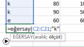 EXCEL: Eğersay