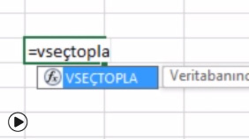 EXCEL: vseçtopla Komutu ve Veritabanı Fonksiyonları