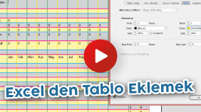 Excel den Tablo Eklemek
